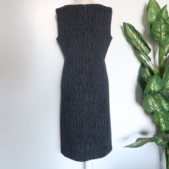 Armani Collezioni  Navy Blue & Grey Textured Stretchy Jacquard Shift Dress Italy - Picture 7 of 16